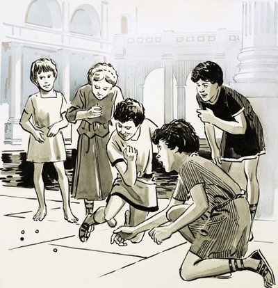 Crianças romanas jogando mármores de English School