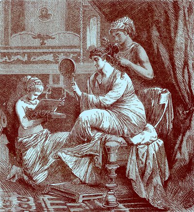 Senhora romana no banheiro, ilustração da história ilustrada do mundo, publicada c.1880 (imagem digital reforçada) de English School