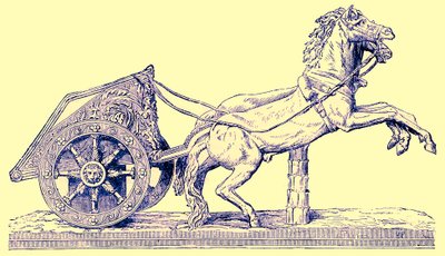 Carro de corrida romano, ilustração de História Universal Ilustrada por Edward Ollier, publicada em 1890 (imagem digitalmente aprimorada) de English School