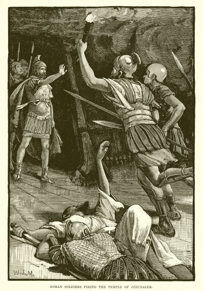 Soldados romanos disparando o templo de Jerusalém de English School