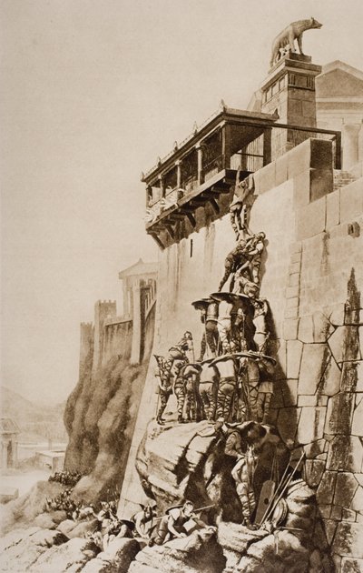 Roma salva pelos Sagrados Gansos de Juno, ilustração de &39;The Outline of History&39; de HG Wells, Volume I, publicado em 1920 de English School