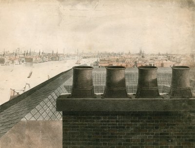 Vista do telhado de Londres e do Rio Tamisa de English School