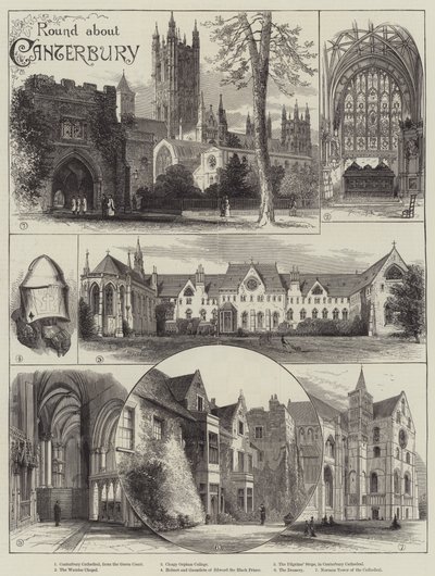 Round about Canterbury (gravura) de English School