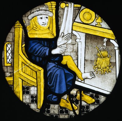 Cartela com a representação do mês de fevereiro, finais do século XV (vitral) de English School