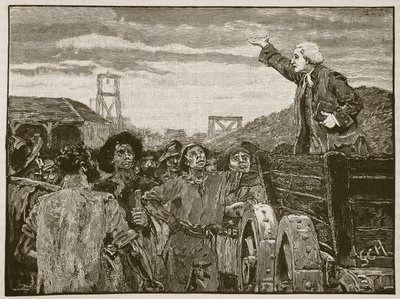 Rowland Hill pregando para os colliers de Kingswood, ilustração da história ilustrada de Cassells da Inglaterra (foto sépia) de English School