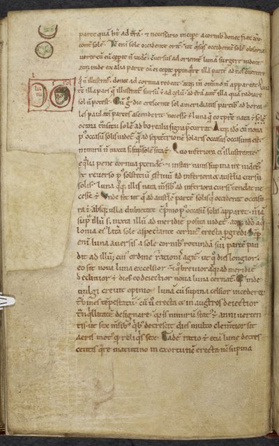 Real 13. A.XI, f.55vDesenhos marginais do Sol e da Lua.De temporum ratione.Bede a VenerávelMcellany de obras sobre computação e astronomia.Século XI-XII de English School