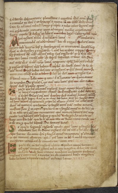 Real 13. A.XI, f.5 Desenhos iniciais e marginais, Computus, Helperic de Auxerre (velino); de English School