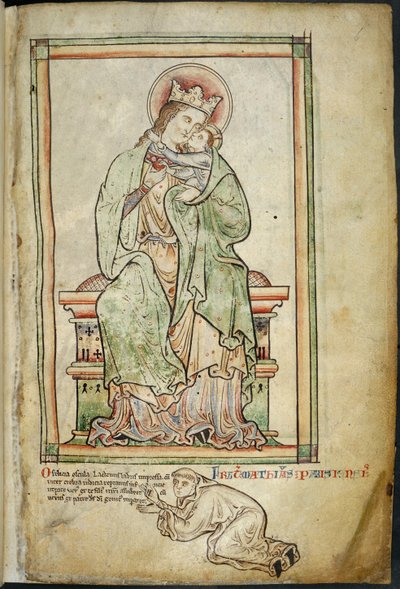 Royal 14 C. VII, f.6 Virgem e Criança com artista, ilustração de 