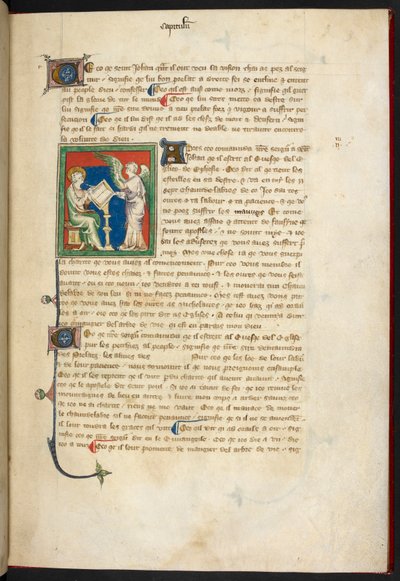 Real 19 a.XV, f.3 João sentado, escrevendo; um anjo está atrás de sua mesa, de 