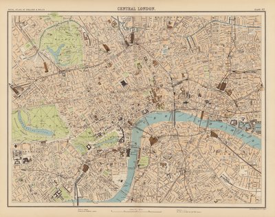 Royal Atlas, c 1900: Central London (lito colorido) de English School