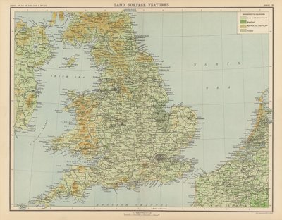 Royal Atlas, c 1900: Características da superfície terrestre (lito colorido) de English School