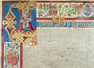 Carta Real para a Companhia de Panificação no Reino de Carlos II (1630-85) (detalhe) de English School