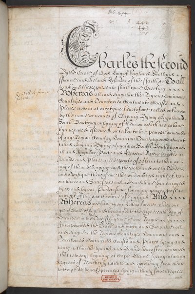 Royal Charter concedido à Royal English Merchant Adventurers Company que opera para a África de English School