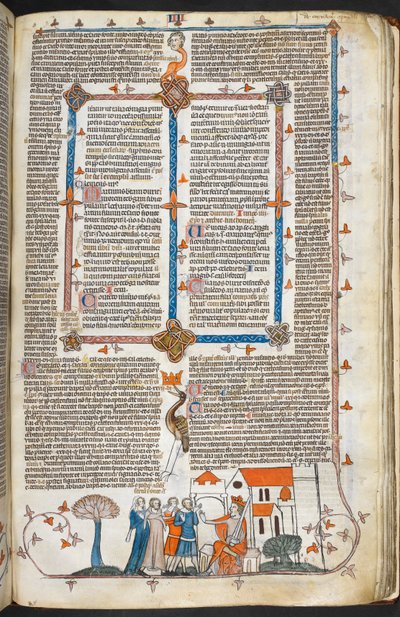 Real MS 10 IV f.240r Rei defendendo seu Palácio e decoração marginal, ilustração dos 