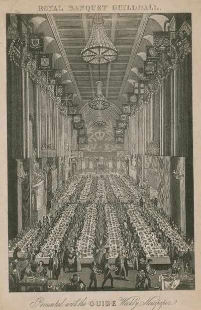 Banquete real, Guildhall, em Londres de English School