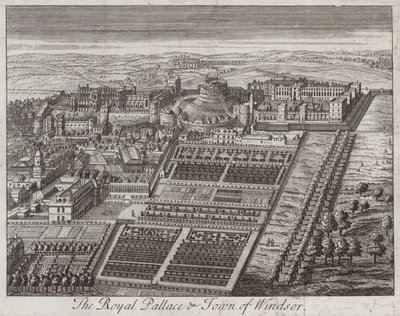 Palácio Real e cidade de Windsor, Berkshire (gravura) de English School
