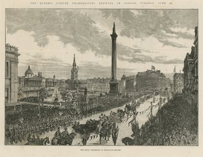 Procissão real em Trafalgar Square de English School