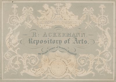 Rudolph Ackermann, cartão de comércio, gravado por Dobbs de English School