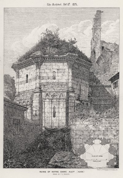 Ruínas de Notre Dame Alet, Aude (gravura) de English School