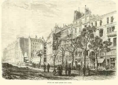 Ruínas de Paris após o cerco, abril de 1871 de English School