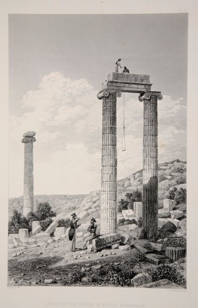 Ruínas do Templo de Apollo Branchidae, pub. 1863 litografia. de English School