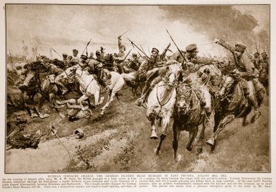 Cossacos russos cobram os hussardos alemães, 1914-19 de English School