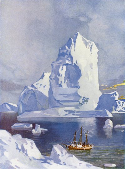 Veleiro em frente de um iceberg gigante (cor litho) de English School