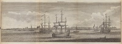Navios à vela ao largo de Archangel, Rússia (gravura) de English School