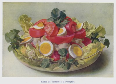 Salada de tomate francesa (litografia a cores) de English School
