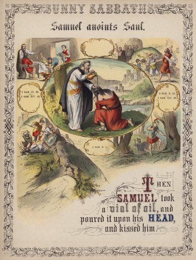 Samuel unge Saul (gravura colorida) de English School