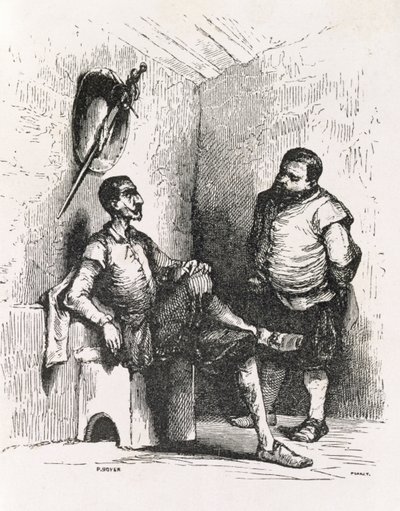 Sancho: Eu deveria fazer um senhorio raro, ilustração do Ato II, cena I de Dom Quixote na Inglaterra. Uma comédia, gravada por P. Soyer de English School