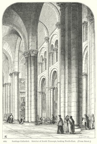 Catedral de Santiago. Interior do Transepto Sul, virado a Nordeste (gravura) de English School