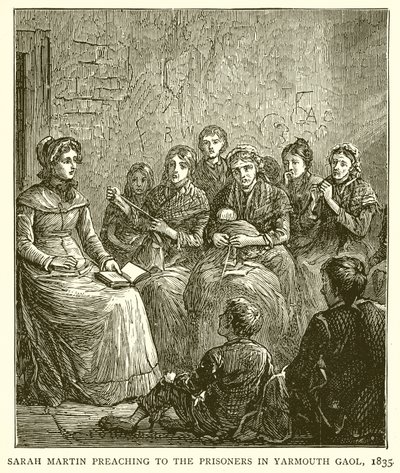 Sarah Martin Pregando aos Prisioneiros em Yarmouth Gaol, 1835 de English School
