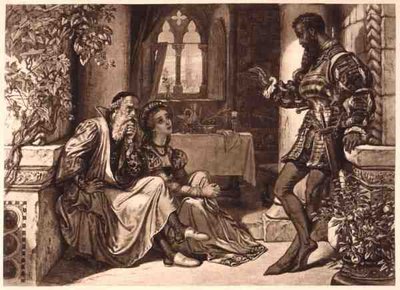 Cena de Othello, Acto I Cena 3, de William Shakespeare (1564-1616) (gravura) de English School