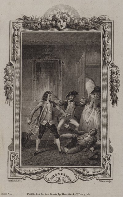 Cena da História de Sir Charles Grandison, de Samuel Richardson de English School