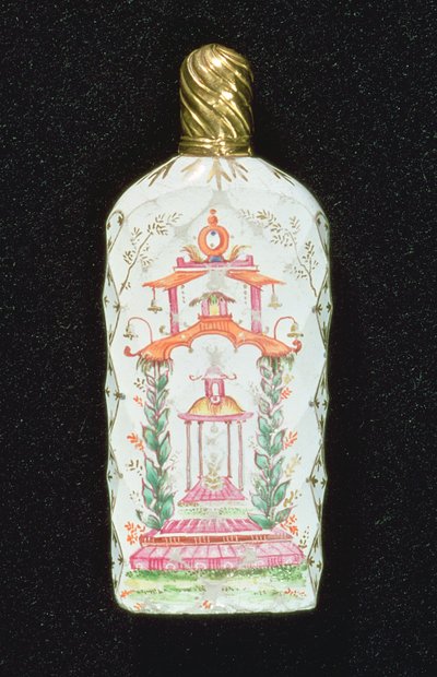 Garrafa de perfume decorada com um pagode de English School
