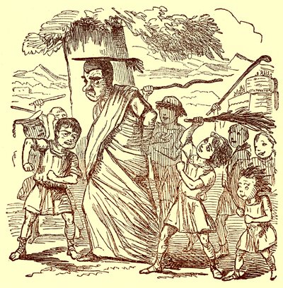 School-boys flagelando o Schoolmaster, ilustração da história em quadrinhos de Roma por Gilbert Abbott um Beckett, publicado c.1850 (imagem digital reforçada) de English School