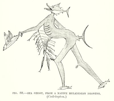 Fantasma do mar, de um desenho nativo da Melanésia, Codrington (litografia) de English School