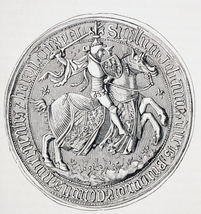 Selo de Jean II, Duque de Borgonha, Conde de Nevers e Barão de Donzy, c.1880 de English School