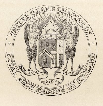 Selo do Grande Capítulo Unificado dos Maçons do Arco Real da Inglaterra, 1817, de "A História da Maçonaria, volume II", publicado por Thomas C. Jack, Londres, 1883 de English School