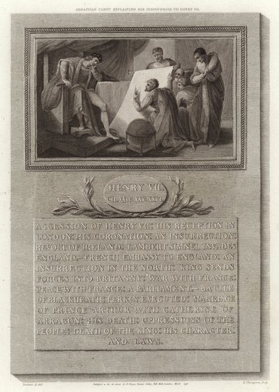 Sebastian Cabot explicando suas descobertas para Henry VII de English School