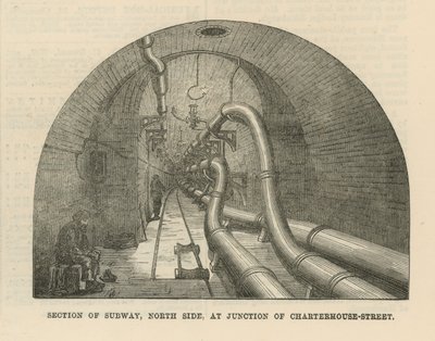 Seção do metrô, lado norte, na junção da rua Charterhouse de English School