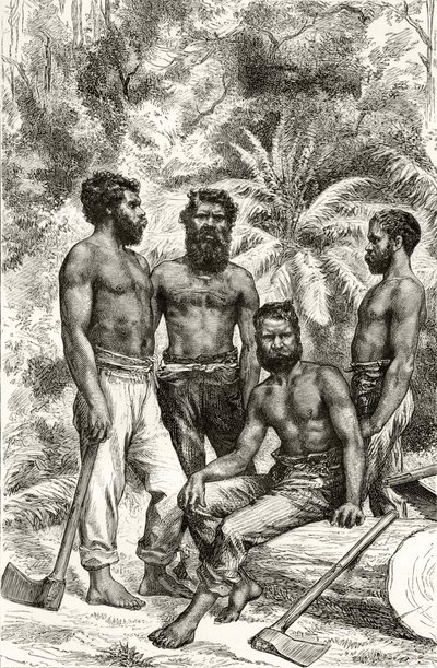 Aborígenes vitorianos semi-civilizados, de &39;Australian Pictures&39;, de Howard Willoughby, publicado pela Sociedade de Tratados Religiosos, Londres, 1886 de English School
