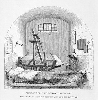 Cela Separada na Prisão de Pentonville, das Prisões Penais de Londres e Cenas da Vida na Prisão por Henry Mayhew (1812-1887) e John Binny, 1862 de English School