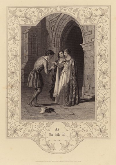 Shakespeare: As You Like It, Ato 1, Cena 2 (gravura) de English School