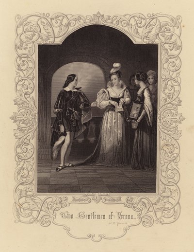 Shakespeare: Dois Cavalheiros de Verona, Ato IV, Cena 4 (gravura) de English School