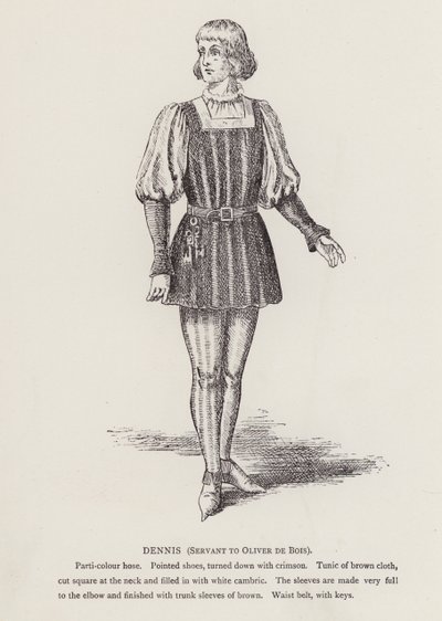 Shakespeare é como tu gostas: Dennis, Servant to Oliver De Bois (litho) de English School