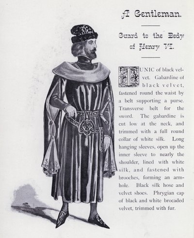 O Rei Ricardo III de Shakespeare: um cavalheiro, guarda do corpo de Henrique VI (litho) de English School