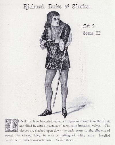 O Rei Ricardo III de Shakespeare: Ricardo, Duque de Gloster, Acto I, Cena II (litho) de English School