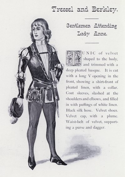 O Rei Ricardo III de Shakespeare: Tressel e Berkley, Cavalheiros que assistem Lady Ana (litho) de English School